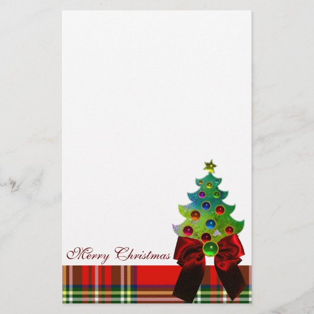 PAPELERÍA TARTAN ESCOCIA, BOW ROJO Y ÁRBOL DE NAVIDAD (Anverso)