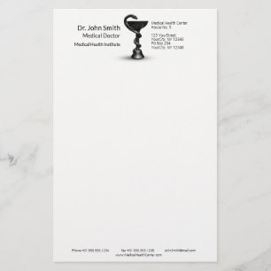 Papelería Tazón Médico Serpiente Negra Higía Caduceo Blanco
