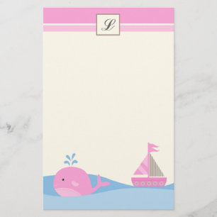 Papelería {TBA} 5,5" x 8,5" ballena rosada inmóvil del barco