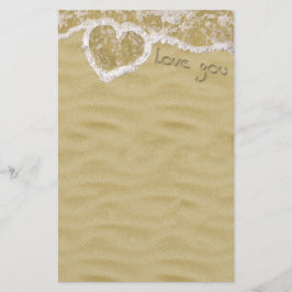 Papelería "Te amo" Corazón escrito en arena