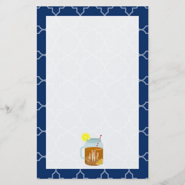 Papelería Té dulce con monograma del tarro de albañil - (Anverso)