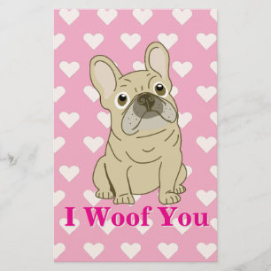 Papelería Te quiero - corazones de Bulldog Francés