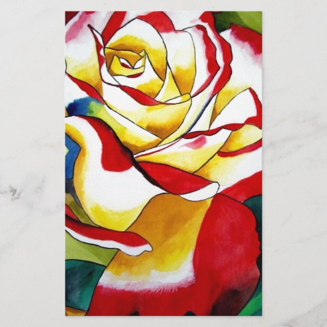 Papelería Té Rosa acuarela arte original Flor (Anverso)