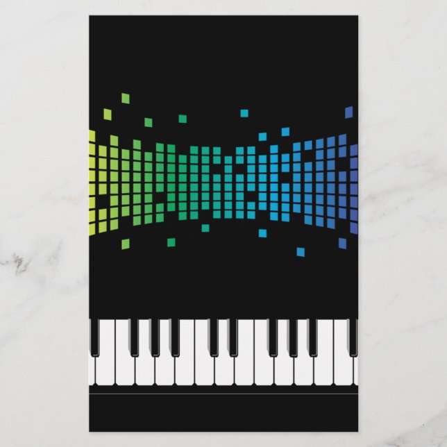 Papelería Teclado instrumental de piano musical multicolor (Anverso)