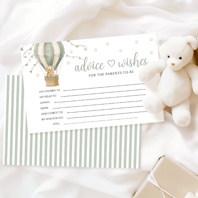 Papelería Teddy Bear Baby Shower Parents Advice Wishes Card (Subido por el creador)