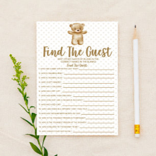 Papelería Teddy Bear Find The Guest Baby Shower Game 