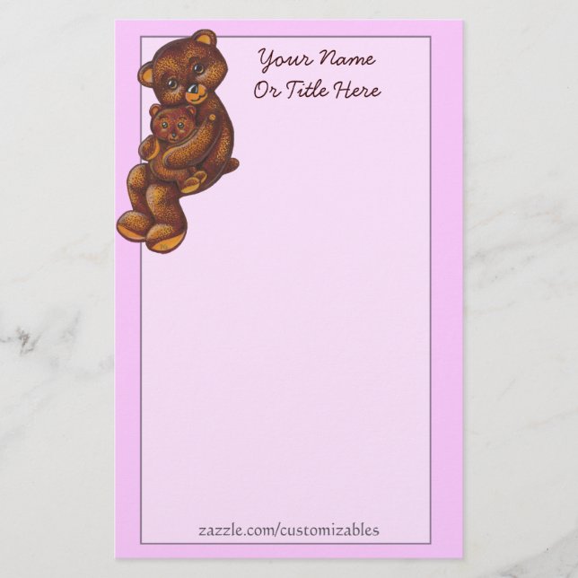 Papelería Teddybear Hug Stationery (Anverso)