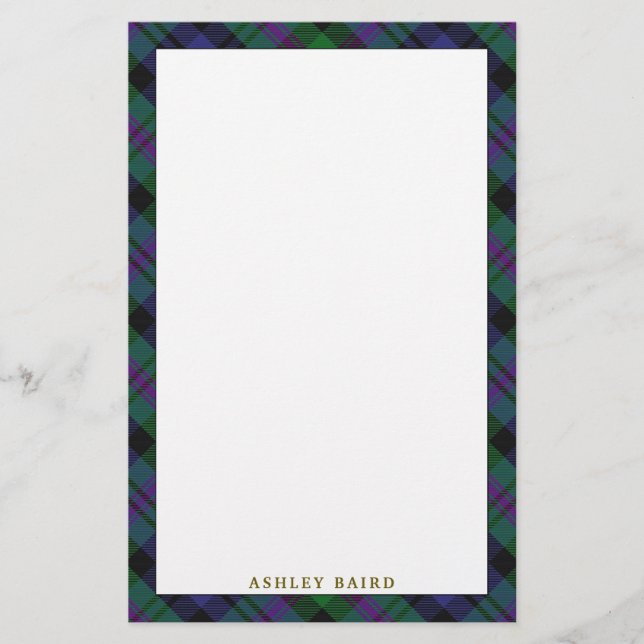 Papelería Tela escocesa de tartán elegante de Baird del clan (Anverso)