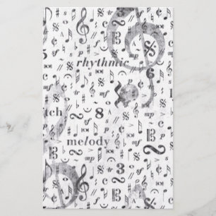 Papelería Tema de la música del modelo de la nota de la
