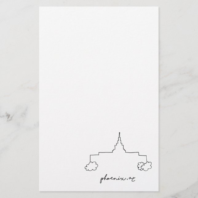 Papelería templo de phoenix arizona boceto simple moderno (Anverso)