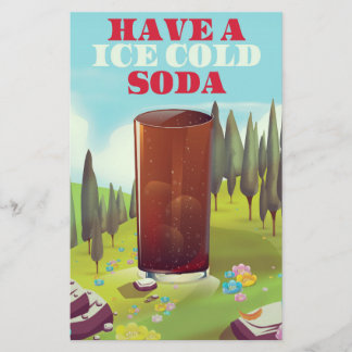 Papelería Tenga un refresco helado Anuncio.