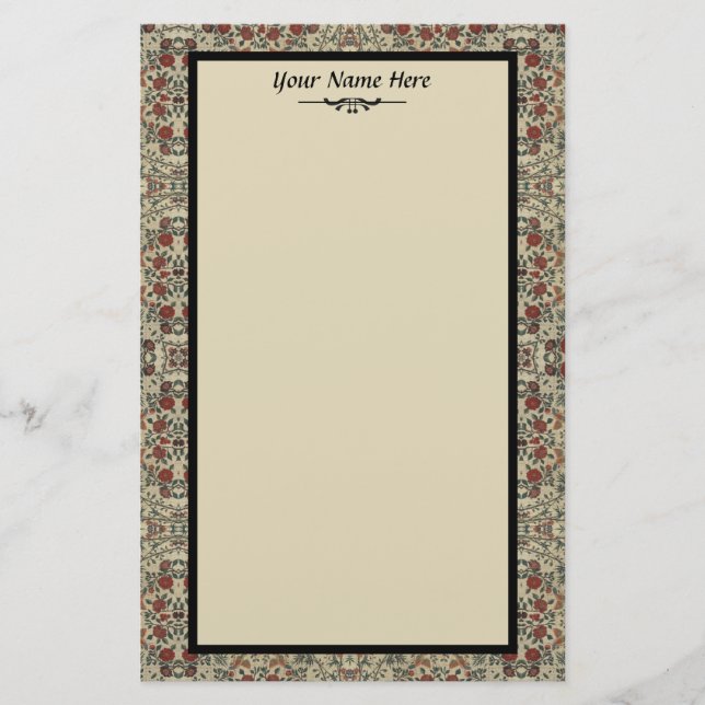 Papelería Textil de época con flores y pájaros (Anverso)