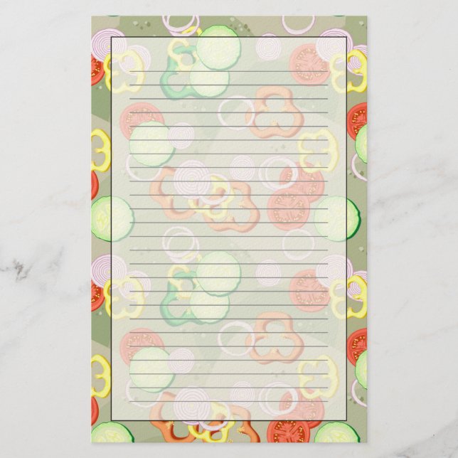 Papelería Textura con las rebanadas de verduras (Anverso)