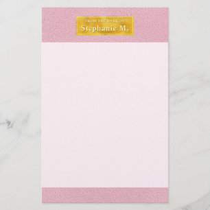 Papelería Textura de cuero rosa falso con banner de lámina d