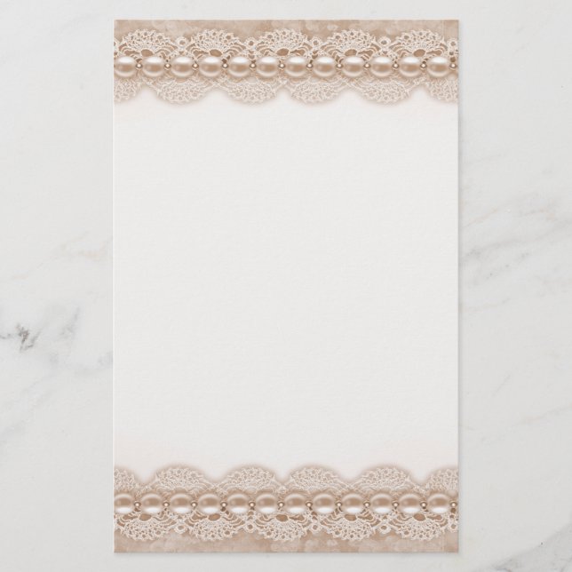 Papelería Textura de encaje y perlas Estacionería (Anverso)