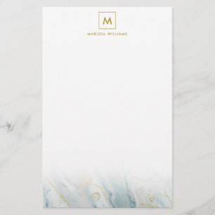 Papelería Textura elegante del mármol del azul y del oro co
