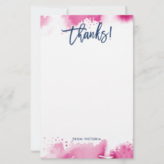 Papelería THANKS NOTE modern lettered dark pink watercolor