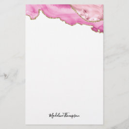 Papelería Tipografía de guión de geoda de ágata dorada rosa 