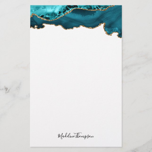 Papelería Tipografía de guiones de Geode de terciopelo Verde (Anverso)