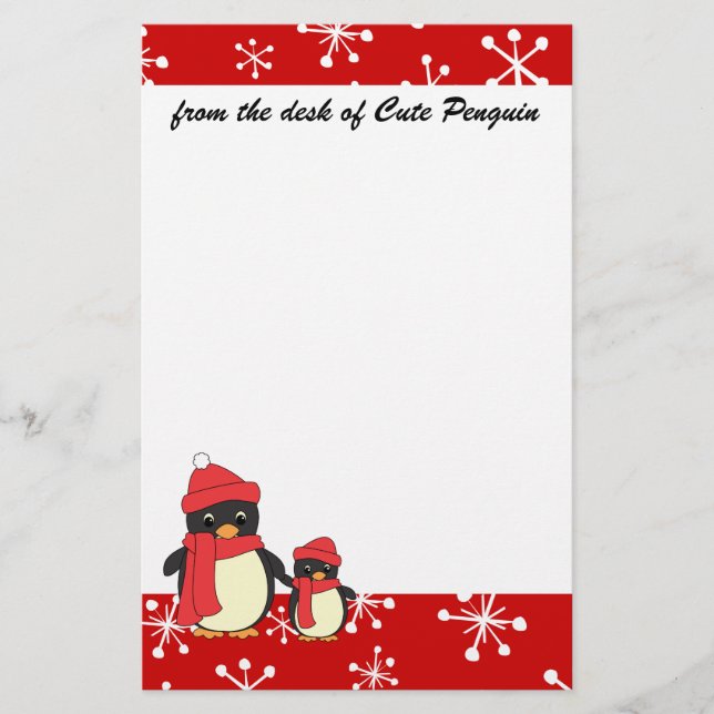 Papelería Tomando un pequeño pingüino para caminar (Anverso)