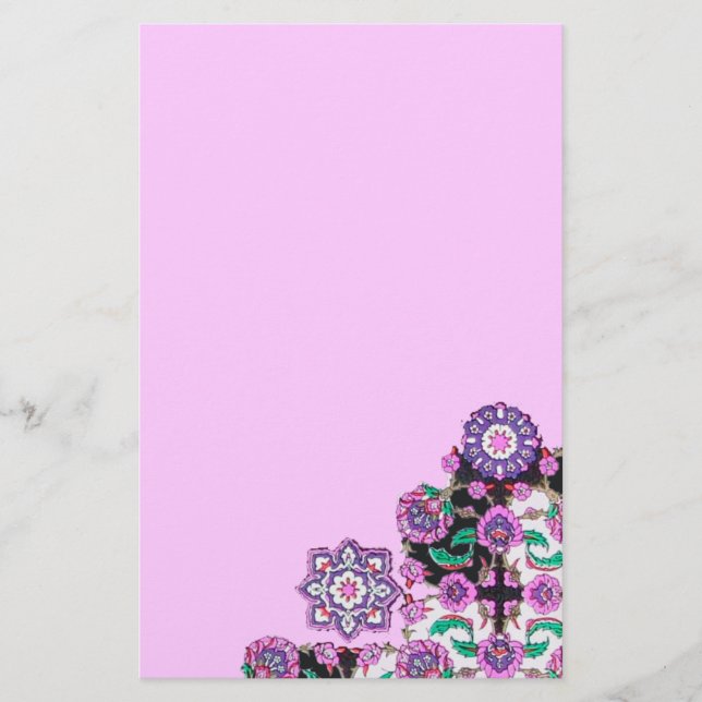 Papelería TOPKAPI / Dámpara floral verde rosa púrpura (Anverso)