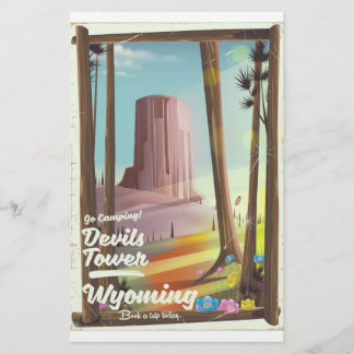 Papelería Torre del Diablo, Wyoming impresión vintage de Cam