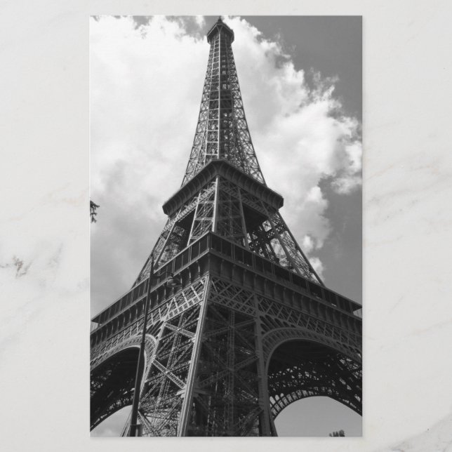 Papelería Torre Eiffel en blanco y negro en París (Anverso)