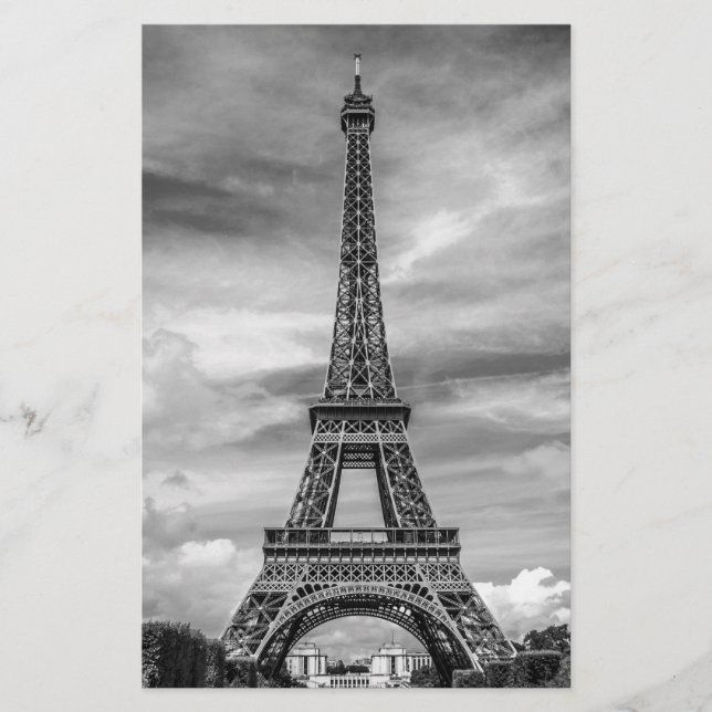 Papelería Torre Eiffel en blanco y negro París Francia (Anverso)