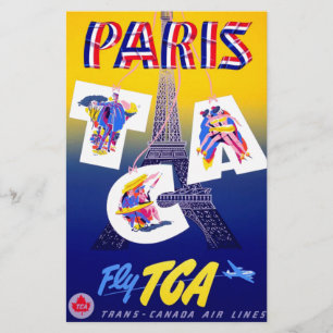 Papelería Torre Eiffel Vintage Publicidad de Viajes Aéreos P