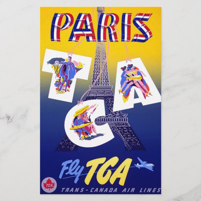 Papelería Torre Eiffel Vintage Publicidad de Viajes Aéreos P (Anverso)