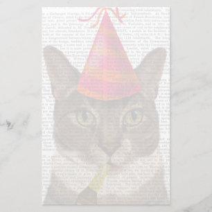 Papelería Tortoiseshell Cat con Gorra Fiesta