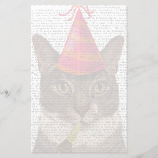 Papelería Tortoiseshell Cat con Gorra Fiesta (Anverso)