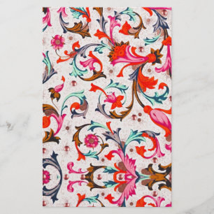 PAPELERÍA TOSCANO RENACIMIENTO ROJO FLORAL REMOLINOS, FLORES