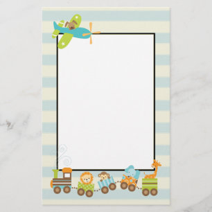 Papelería Tren de Juguetes Animales y avión Doggy en franjas