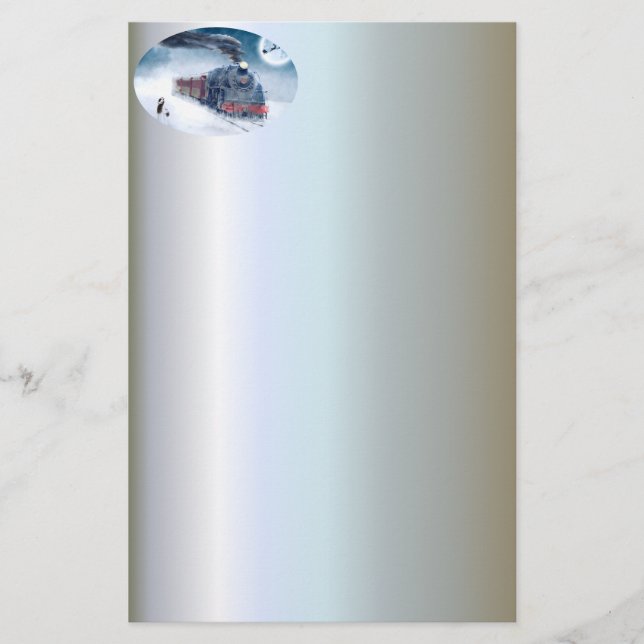 Papelería Tren de medianoche del navidad con el chica y (Anverso)