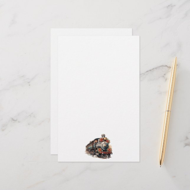 Papelería Tren de vapor de época Navidades tradicionales (Anverso/Reverso In Situ)