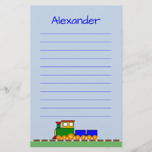 Papelería Tren lindo con nombre de niño