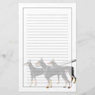 Papelería Tres dobermanes sobre correa