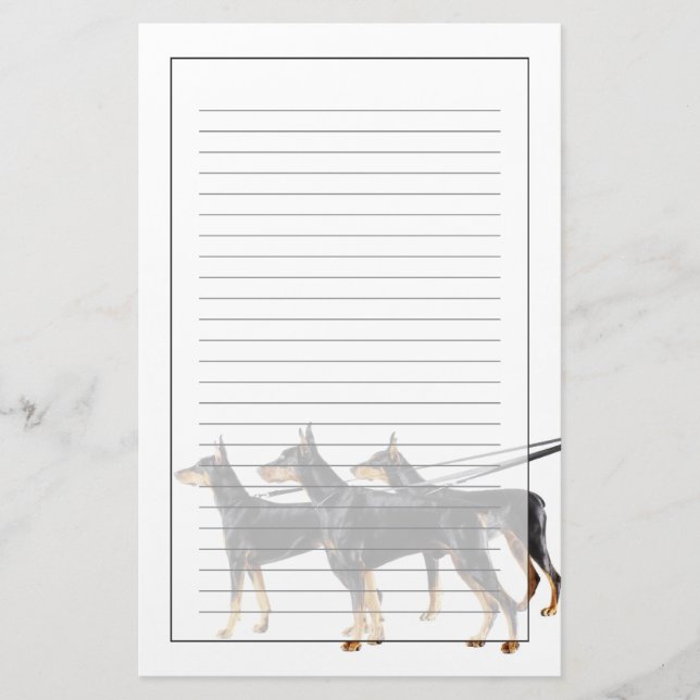 Papelería Tres dobermanes sobre correa (Anverso)