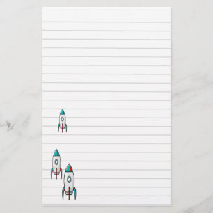 Papelería Tres naves y líneas de Rocket