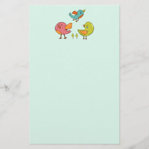 Papelería Trío de aves coloridas y mullidas