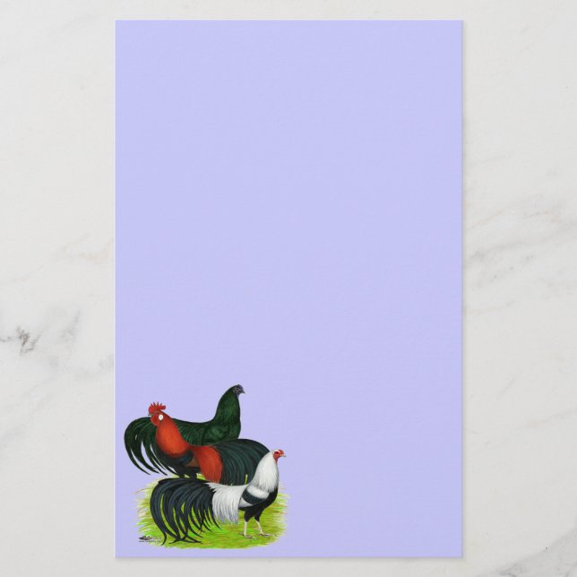 Papelería Trío de gallos de cola larga (Anverso)