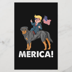 Papelería Trump Merica Rottweiler Perro Hero Americano