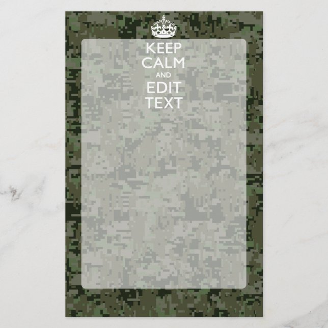 Papelería Tu texto Camuflaje Digital Olive Green Keep Calm (Anverso)