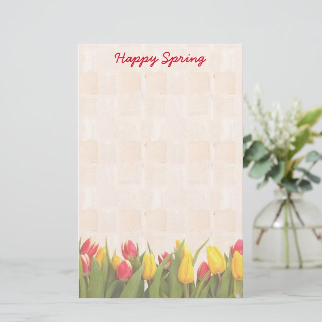 Papelería Tulipanes coloridos de la primavera feliz (Anverso de pie)