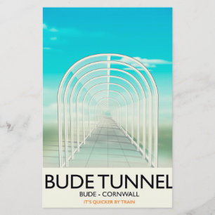 Papelería Túnel Bude, afiche de viaje parodia de Cornwall