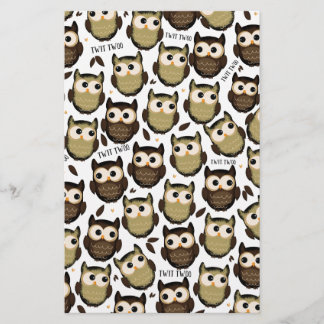 Papelería ¡Twit twoo! patrón de búho lindo.