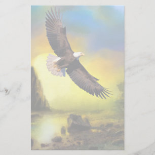 Papelería Un diseño patriótico con águila calva volando alto