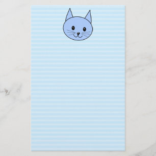 Papelería Un gato azul. Fondo de banda azul claro.