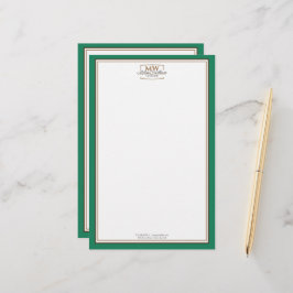 Papelería Un Monograma Verde Simple
